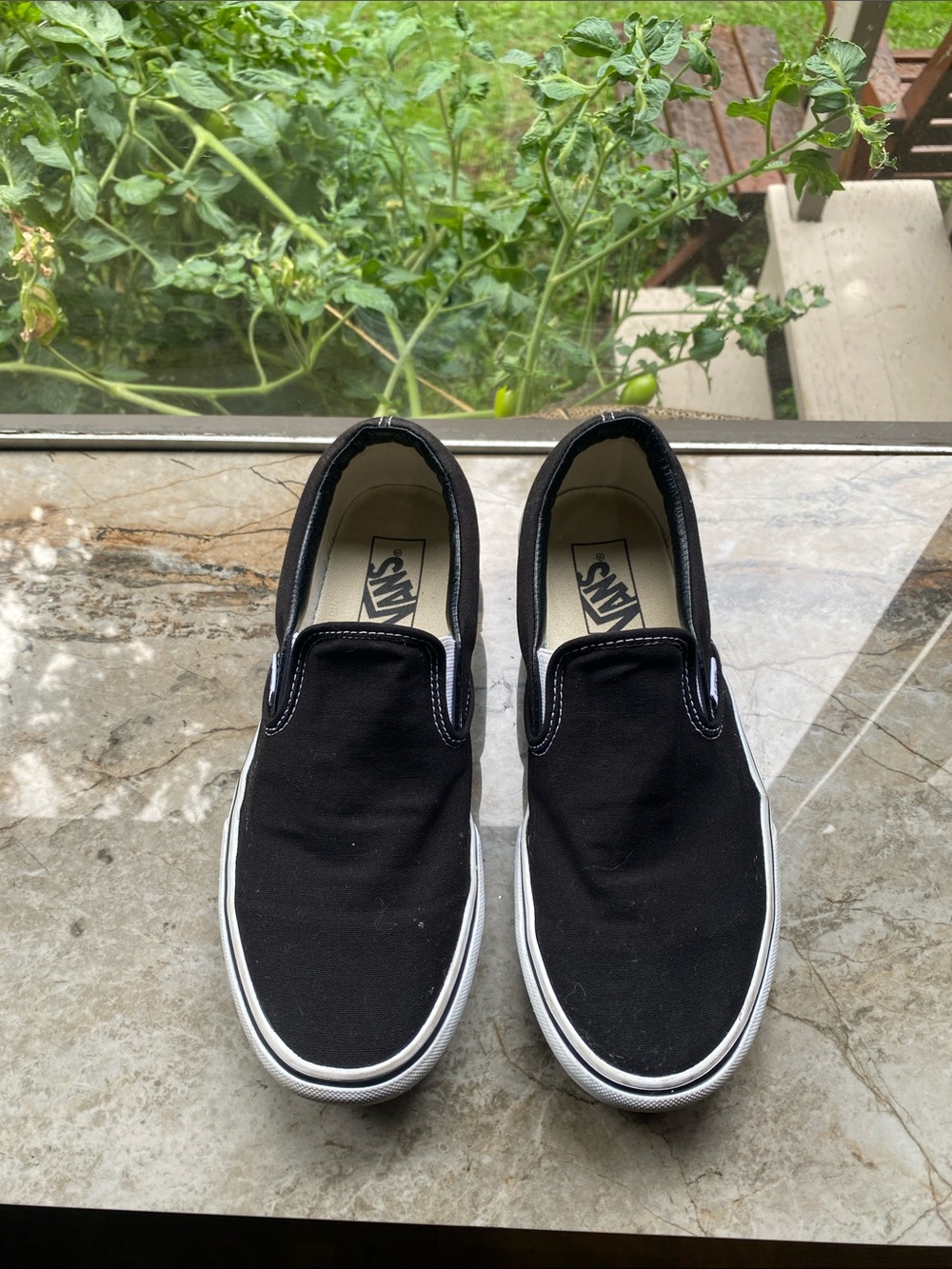 Vans Black Canvas Slip-On Loafers washed and ready to go!